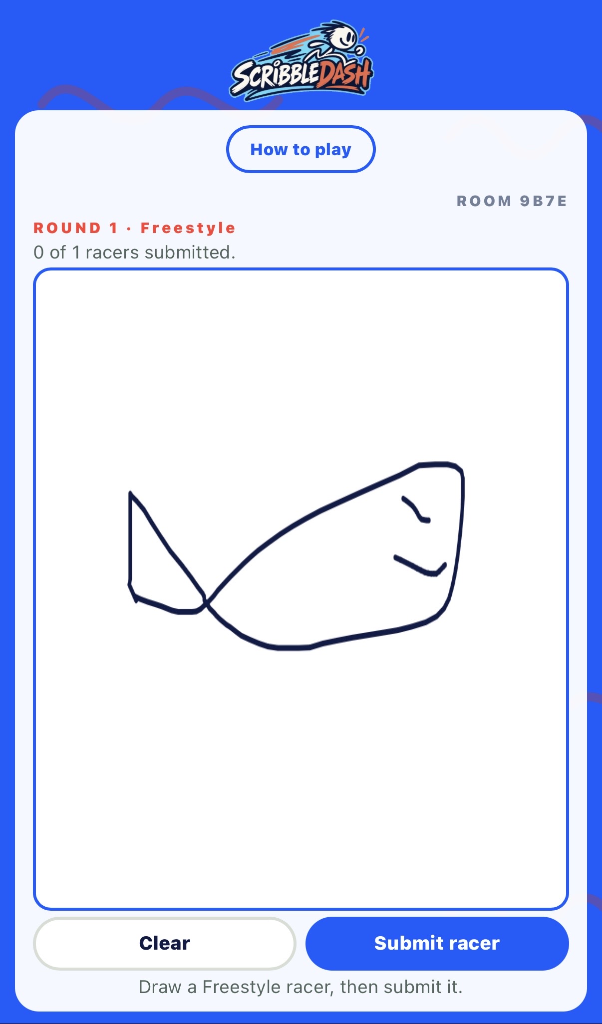 ScribbleDash player drawing screen