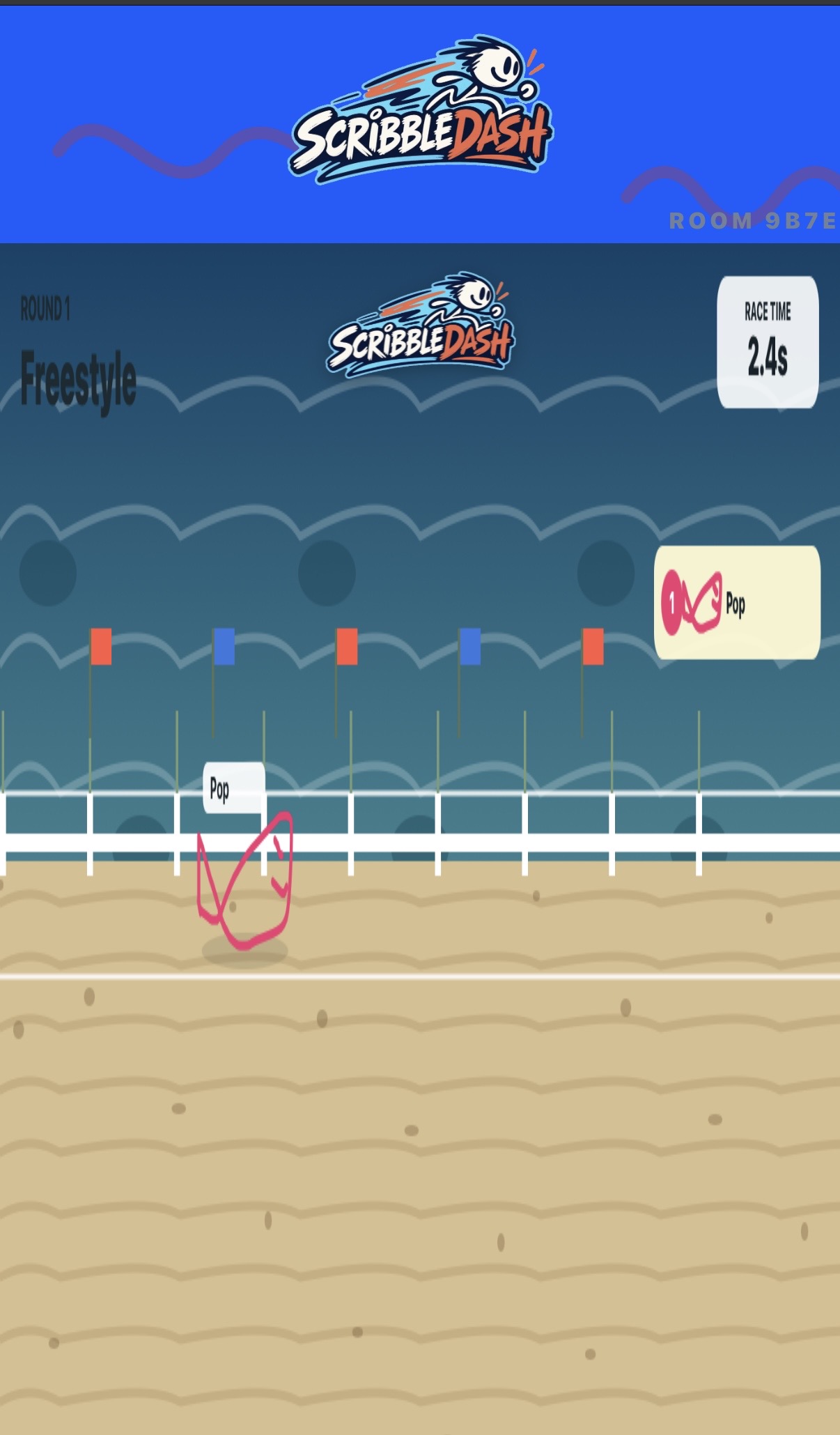 ScribbleDash live race screen